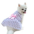 thumbnail image 2 of yuehao pet supplies dog skirt bow knot dress wedding dress spring summer autumn new plaid pet cat clothes supplies stripes blue, 2 of 3