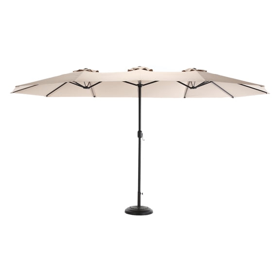 14.8 Ft Double Sided Patio Umbrella, Large Rectangular Garden Yard Pool Shade, 12 Steel Ribs Sturdy Crank Lift,khaki (No Base)