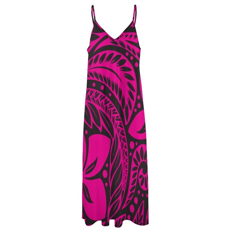 Pink Over Black Polynesian New Zealand Floral Tattoo Sleeveless Dress  luxury evening dresses for women women long dresses