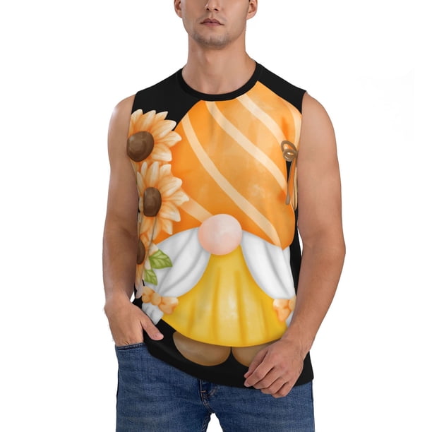 Fotbe Sunflower Gnomes 2 Men's Camiseta sin Mangas Estampada para Hombres, Playera Casual para Gimnasio, Entrenamiento, Playa-Large