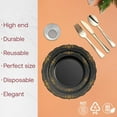 thumbnail image 2 of Smarty Had A Party Elegant Plastic Plates Wedding Value Set for 120 Guests, Black with Gold Rimmed Plates, Silverware, and Clear Plastic Cups, 2 of 14