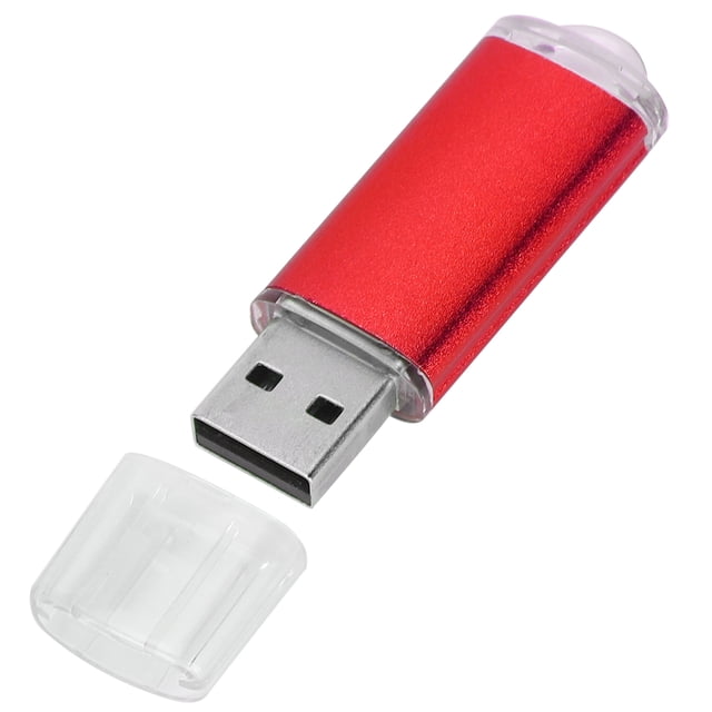 Memoria USB con tapa transparente roja, memoria portátil para PC, tableta, 64 GB