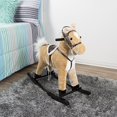 thumbnail image 4 of Happy Trails Rocking Horse Plush Animal on Wooden Rockers with Sounds, Stirrups, Saddle & Reins, Ride on Toy, Brown, 4 of 5