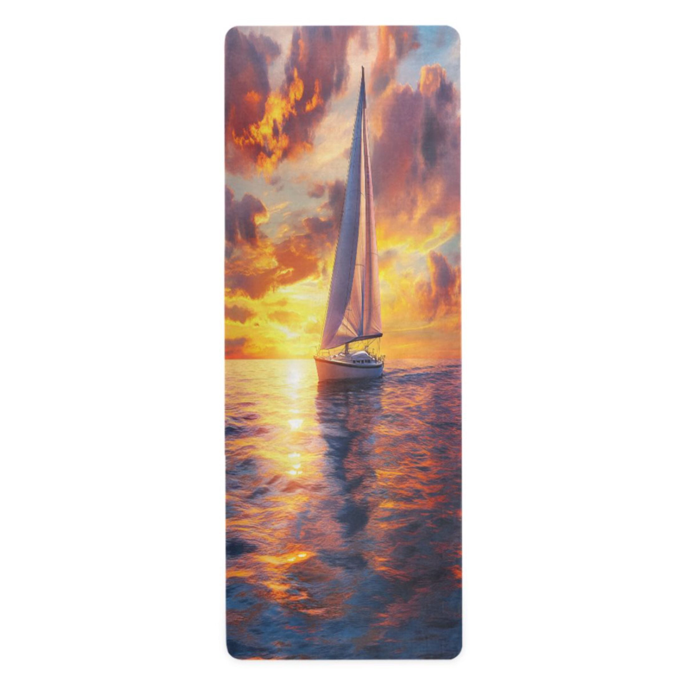 BZSMCE Yoga Mat Women White Sailboat Fitness Mat