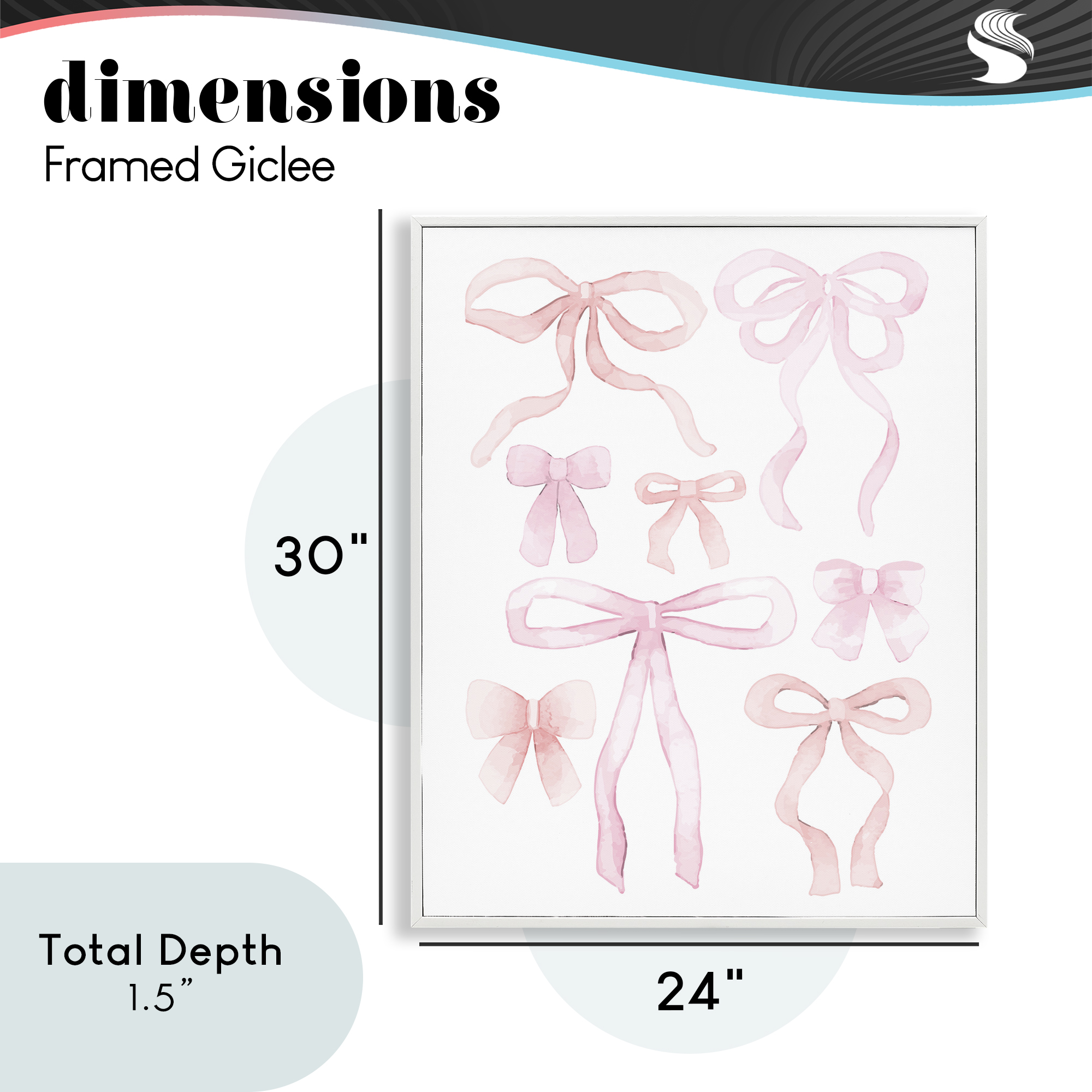 Feminine Chic Bows White Framed Giclee Art, design by Kim Allen