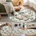 thumbnail image 5 of Large Round Rug 8Ft Washable Non-Slip, Pink Spring Floral Circle Area Rugs for Living Room Bedroom, Elegant Pastoral Flowers Birds Watercolor Indoor Floor Mats Carpet Runner for Home Decor, 5 of 8