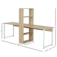 thumbnail image 3 of HomCom 88" Extra Long 2-Person Computer Desk with Bookshelf Combo Double Workstation Storage Unit Home Office Natural Wood, 3 of 8