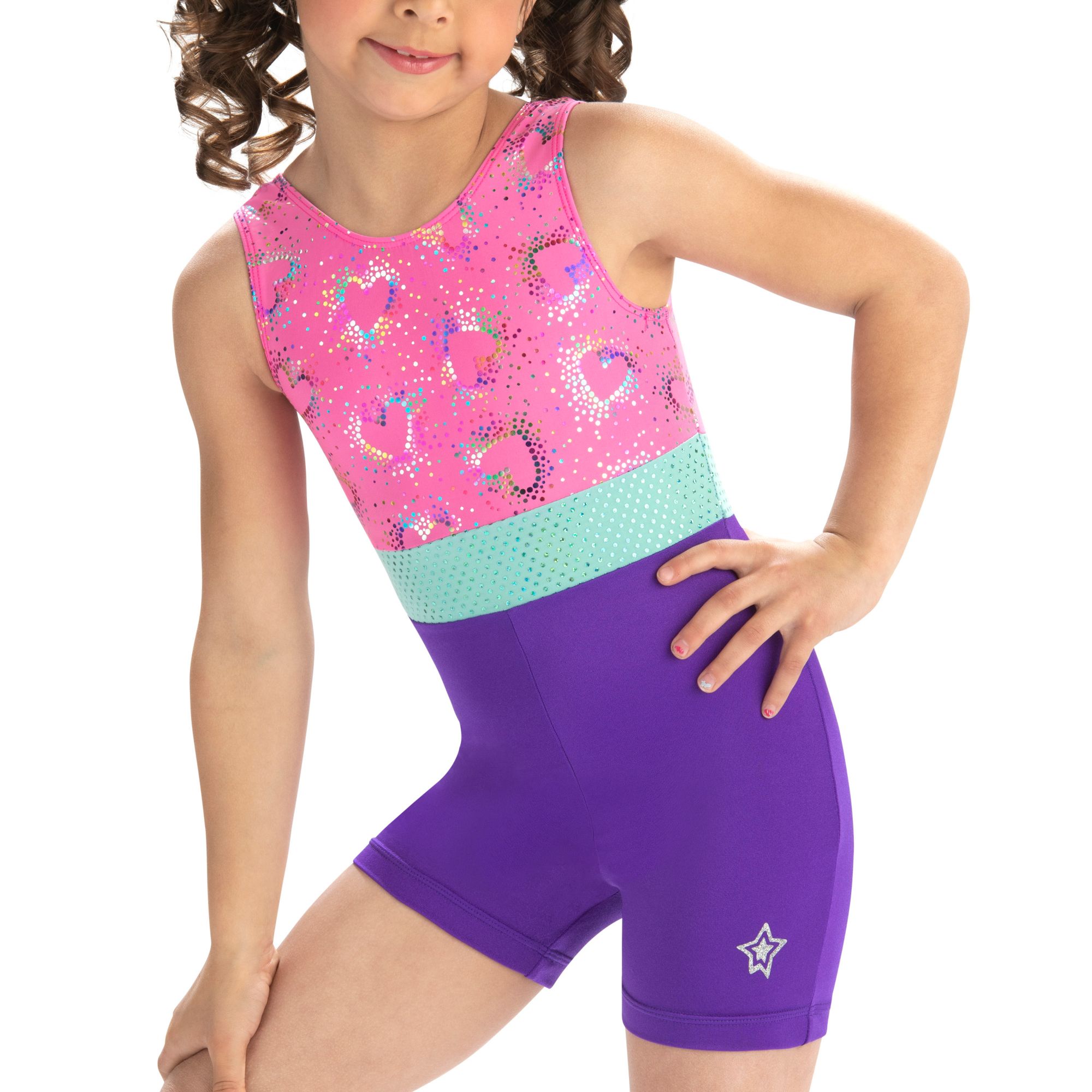 GK Elite Youth Happy Hearts Biketard