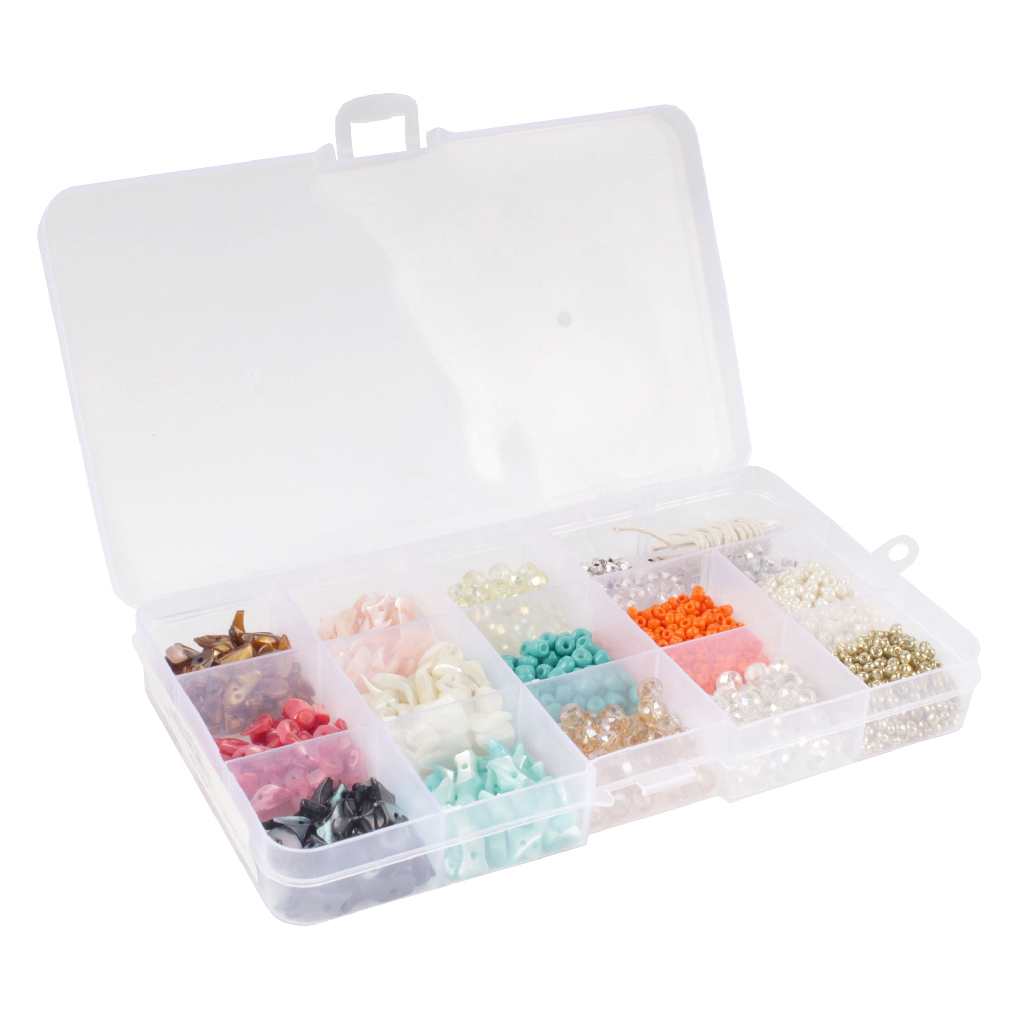 Assorted Bead Kits - DIY Bracelet and Necklace Craft Set - Glass Beads, Alloy Beads, and Shell Chips with 3.5m of Wax & Elastic Thread - Assortment 217