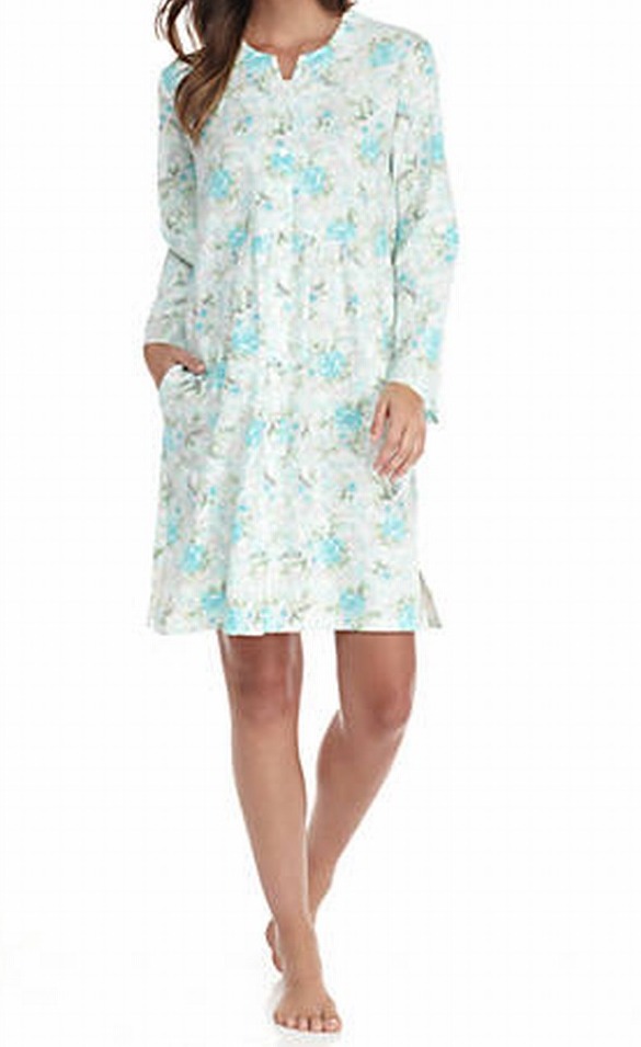 Miss Elaine Miss Elaine NEW Blue Womens Size Large L FloralPrint