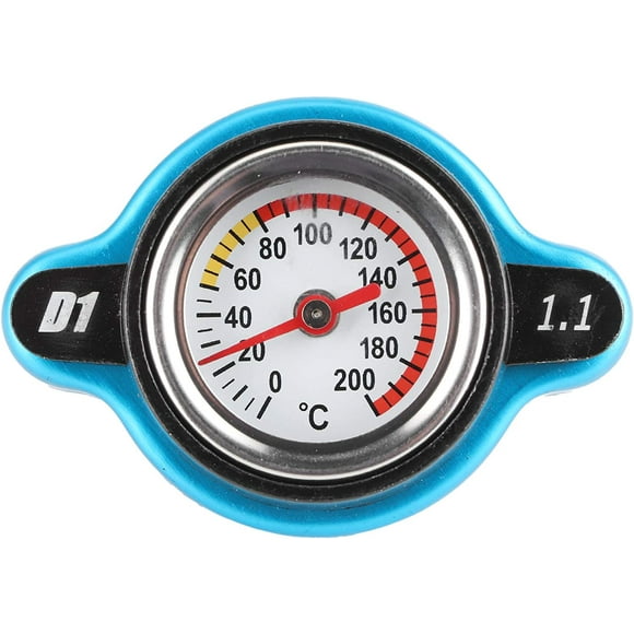 YISITIAN Car Radiator Cap Radiator Cover Aluminum Alloy Universal Thermostatic Radiator Cap Water Tank Cover Leakproof with Temperature Gauge (Large head 1.1bar) CA919-2045