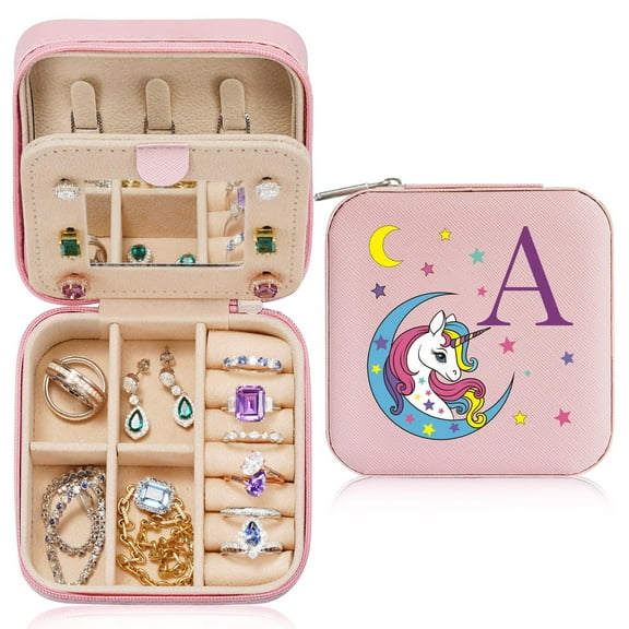 TINGN Easter Gifts for Girls, Unicorn Initial Jewelry Box for Girl, 4-16 Year Old Teenage Girl Idea Gift
