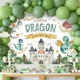 thumbnail image 2 of Dragon Theme Cute Baby Shower Backdrop A Little Dragon is on The Way Cartoon Castle Cute Watercolor Kids Boys Photography Background Party Decorations Photo Booth Studio Prop, 2 of 3