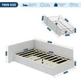 thumbnail image 3 of Twin Daybed with Storage Drawers, Velvet Upholstered Corner Bed Frame with Headboard, Modern Kids Bed with Bed Rails for Living Room, Bedroom, Easy Assembly, Light Grey, 3 of 8