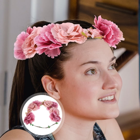 KALLORY Floral Garland Crown Sweet Style Multi Color 27 * 0.3937 * 20 * 0.3937 * 5 * 0.3937in 1Set Bridal Headpiece