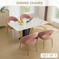 thumbnail image 6 of 061-Set of 1 Teddy Fabric Dining Chairs With Curved Backrest and Golden Metal Legs for Kitchen or Dining Room ,White, 6 of 27