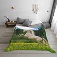 thumbnail image 6 of KLL Horse Rearing Up In The Field Print Fleece Throw Blanket, Horizontal Fleece Bedding Cute Soft Blankets Comfy Fleece Flannel Plush Home Decor for Couch & Bed -60"x50", 6 of 9