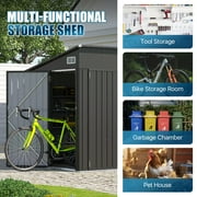 Dateyes 8' x 4' Metal Storage Shed with Triple Doors, Lockable Lean-to Design & Vents, Black