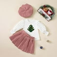 thumbnail image 5 of Adeawade Christmas Outfits Girls Long Sleeve Top Pleated Skirt Hat Coordinated Toddler Kid Clothes Holiday Party Dress Winter Fashion Basic Clothes White 4-5 Years, 5 of 5