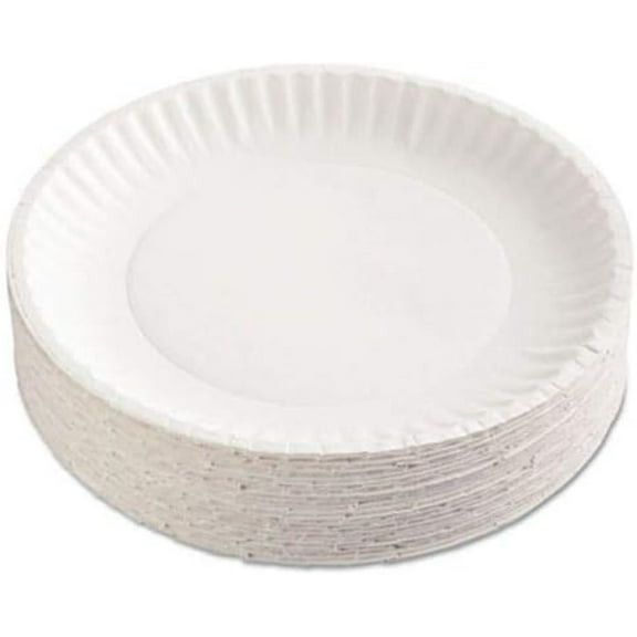 Paper Plates, 9" Diameter, White, 100/Pack, 12 Packs/Carton