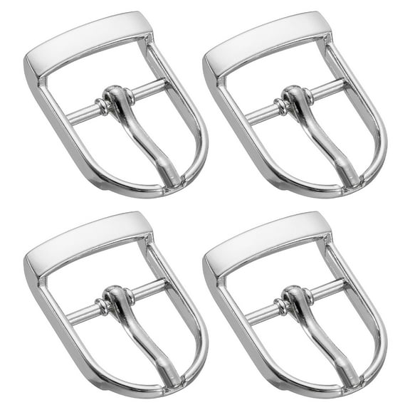 Uxcell 4Pack 0.75" Single Prong Belt Buckle Silver Center Bar Buckles for Belt, Silver
