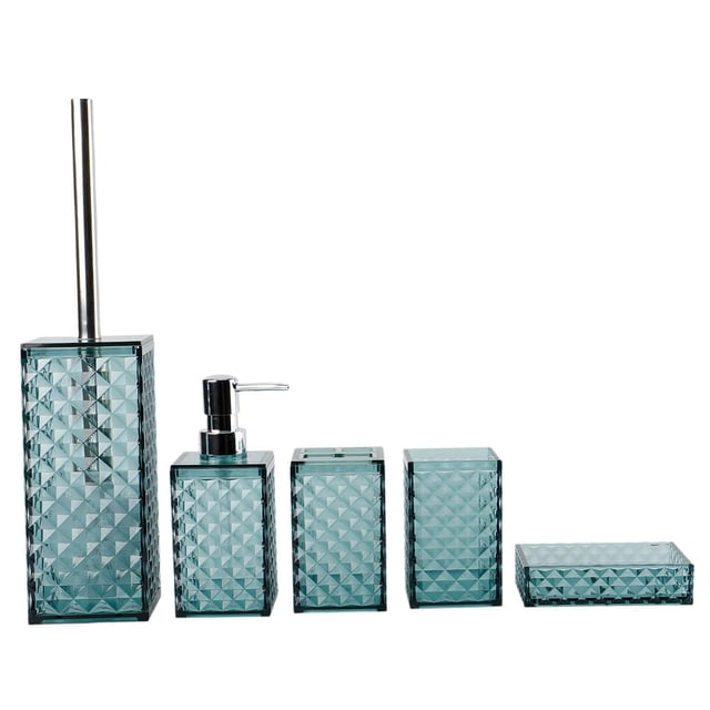 DOLITY 5 Pieces Bathroom Accessory Set Modern Gifts Easy to Clean Toothbrush Holder Morandi Blue