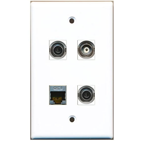 RiteAV - 1 Port Shielded Cat6 Ethernet 2 Port 3.5mm 1 Port BNC Wall Plate
