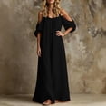 thumbnail image 4 of Bxsruta Womens Casual Maxi Dress Off The Shoulder Long Sleeve Flowy Sundress Loose Beach Dress, 4 of 5