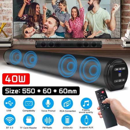 23 Inch Sound Bar 40W Wired Wireless Bluetooth 5.0 TV