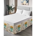 thumbnail image 4 of Sunflower Bed Skirt California King Size 16" Drop You Are My Sunshine Yellow Flower Bee Plant Retro Ruffled Wrap Around Bed Skirts Adjustable Elastic Bedskirt Dust Ruffle for California King Beds, 4 of 7