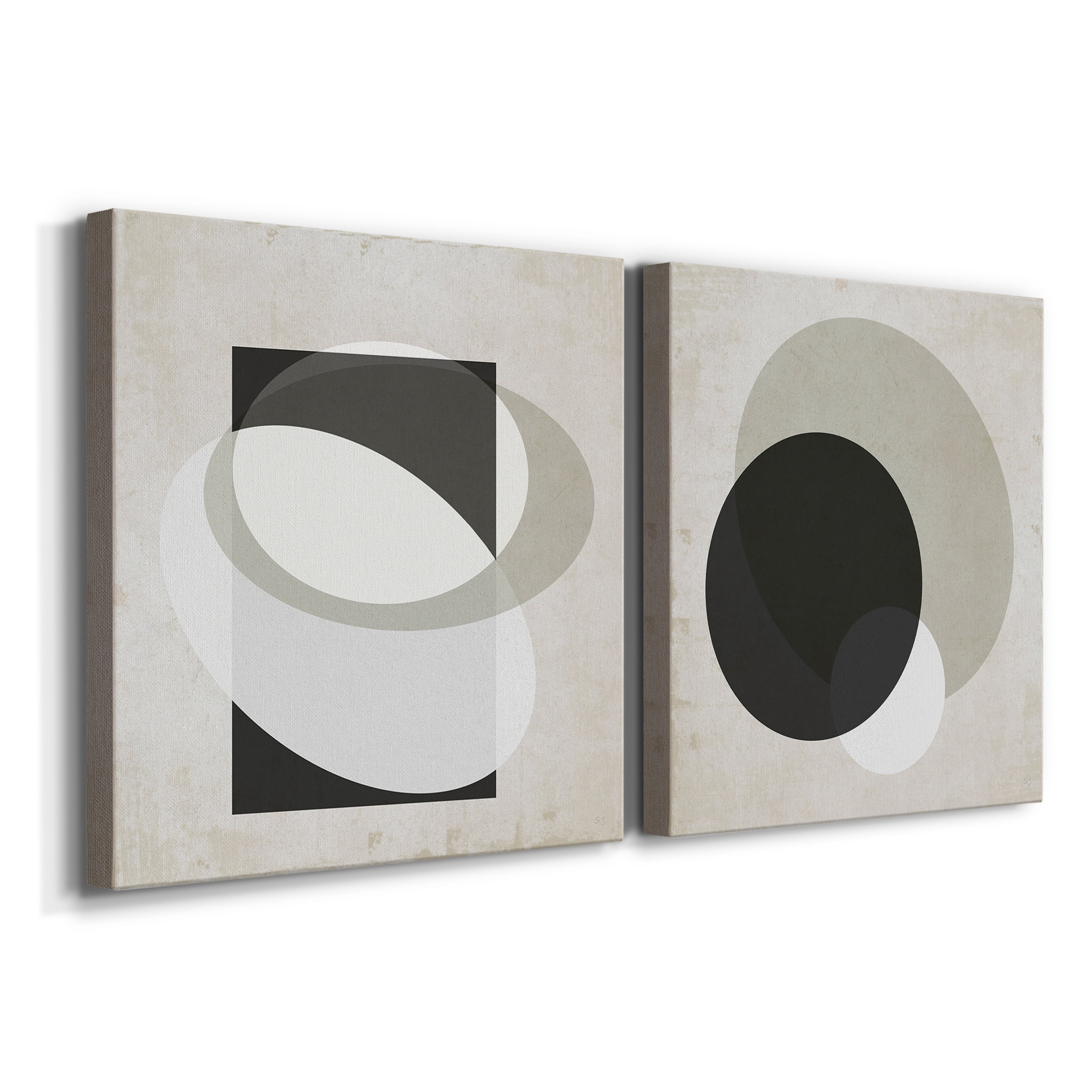Moderniste Neutre III - Premium Gallery Wrapped Canvas - Ready to Hang Set of 2 - 10 x 10 Each