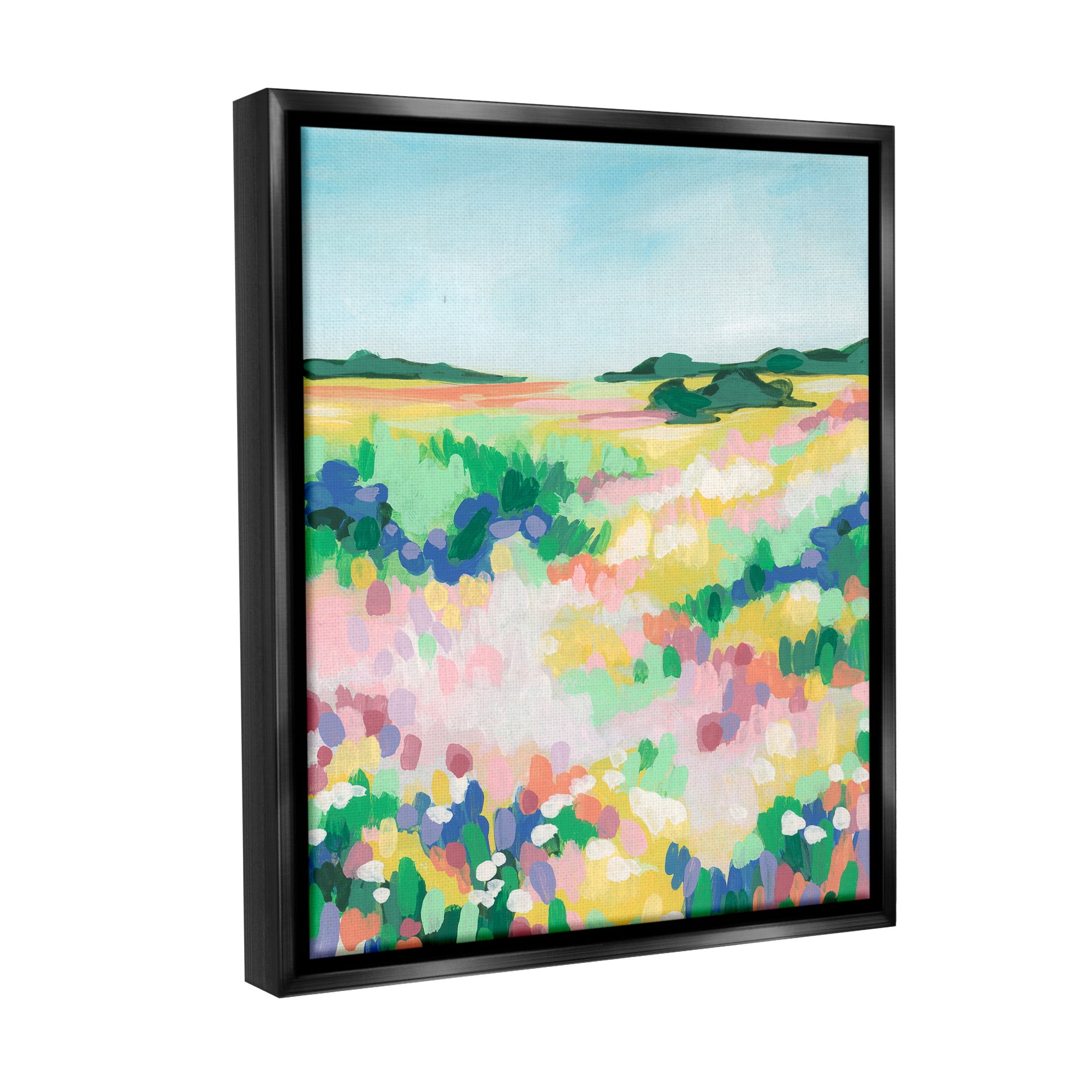 Stupell Industries Bold Speckled Landscape Landscape Painting Black Floater Framed Canvas Art Print Wall Art, 17 x 21