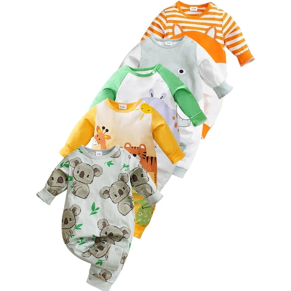 WIBACKER 0-18 Months Unisex Newborn Baby Boy Romper, Infant Girls Long Sleeve Cotton Bodysuit Fall Spring Outfits - Koala