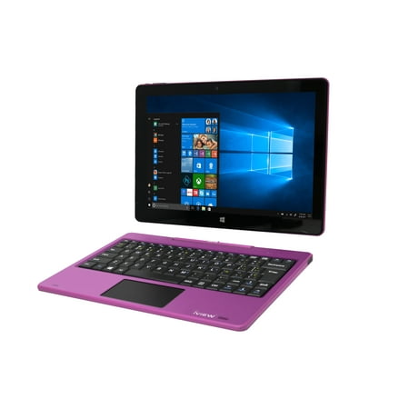 iView 10.1" Tablet with Docking Keyboard, Windows 10, Intel Quad Core Atom Processor, 2GB Memory, 32GB Storage, 2MP Front Facing Camera, 5MP Rear Camera, Pink
