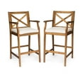 thumbnail image 6 of Noble House Perla Outdoor Acacia Wood Barstool Teak and Cream (Set of 2), 6 of 6