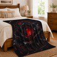 thumbnail image 6 of Glowing Crimson Center Within A Black Rose, Cozy Flannel Blanket with Dark Fantasy Floral Print, Housewarming Gift for Dark Floral Enthusiasts, Home Decor for Bedroom and Living Room, 6 of 7