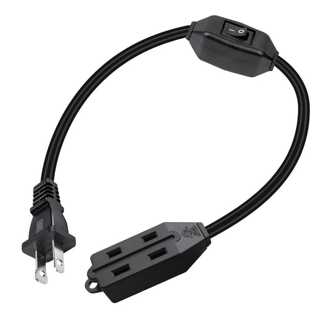Barre d'Alimentation à 2 Broches Cordon d'Extension à 3 Prises pour Usage Intérieur