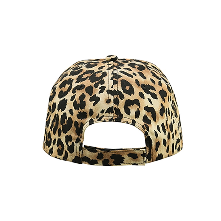 Top Headwear Leopard Print Cap w/ Textured Leather Bill 