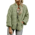 thumbnail image 2 of Weikingp Womens Tops, Winter Coats for Women Warm Coat Loose Plain Quilted Coat Stand Collar Zip Up Jacket Outerwear with Pocket Fall Fashion for Women 2024 Suede Jacket Women Green 2XL, 2 of 8