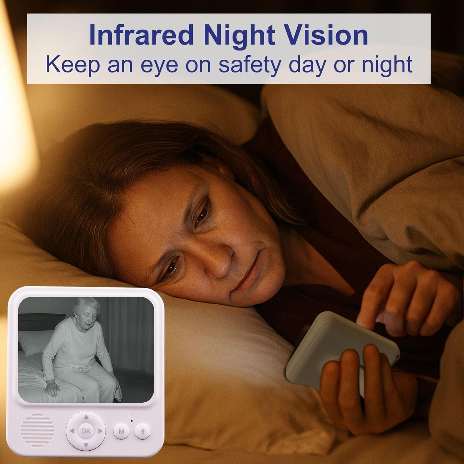 Baby Camera Monitor, Monitor with Camera and Audio, 720P HD Video Baby Monitor Camera, Room Monitors for Elderly Monitor, Caregiver Video Monitor for Elderly Baby Care