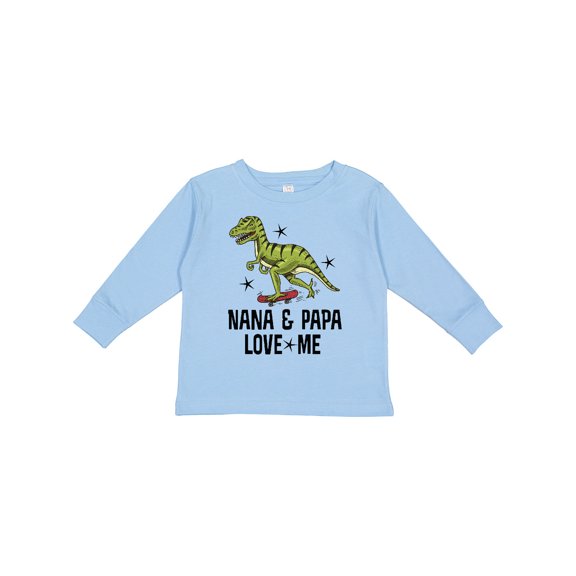 Inktastic Nana and Papa Love Me Dinosaur Grandson Boys Long Sleeve Toddler T-Shirt