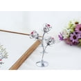 thumbnail image 3 of Chrome Plated Silver Rose Flower Tabletop Ornament w/ Red and Pink Matashi Crystals Metal Floral Arrangement, 3 of 4
