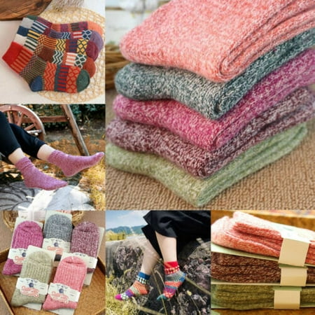 5 Pairs Womens Wool Cashmere Thick Sock Lady Soft Casual Winter Socks