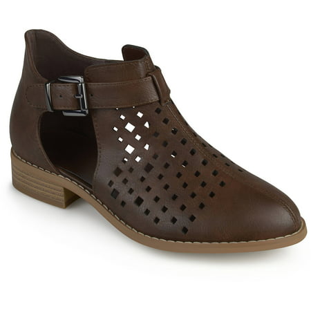 Brinley Co. Womens Laser Cut Faux Leather Booties