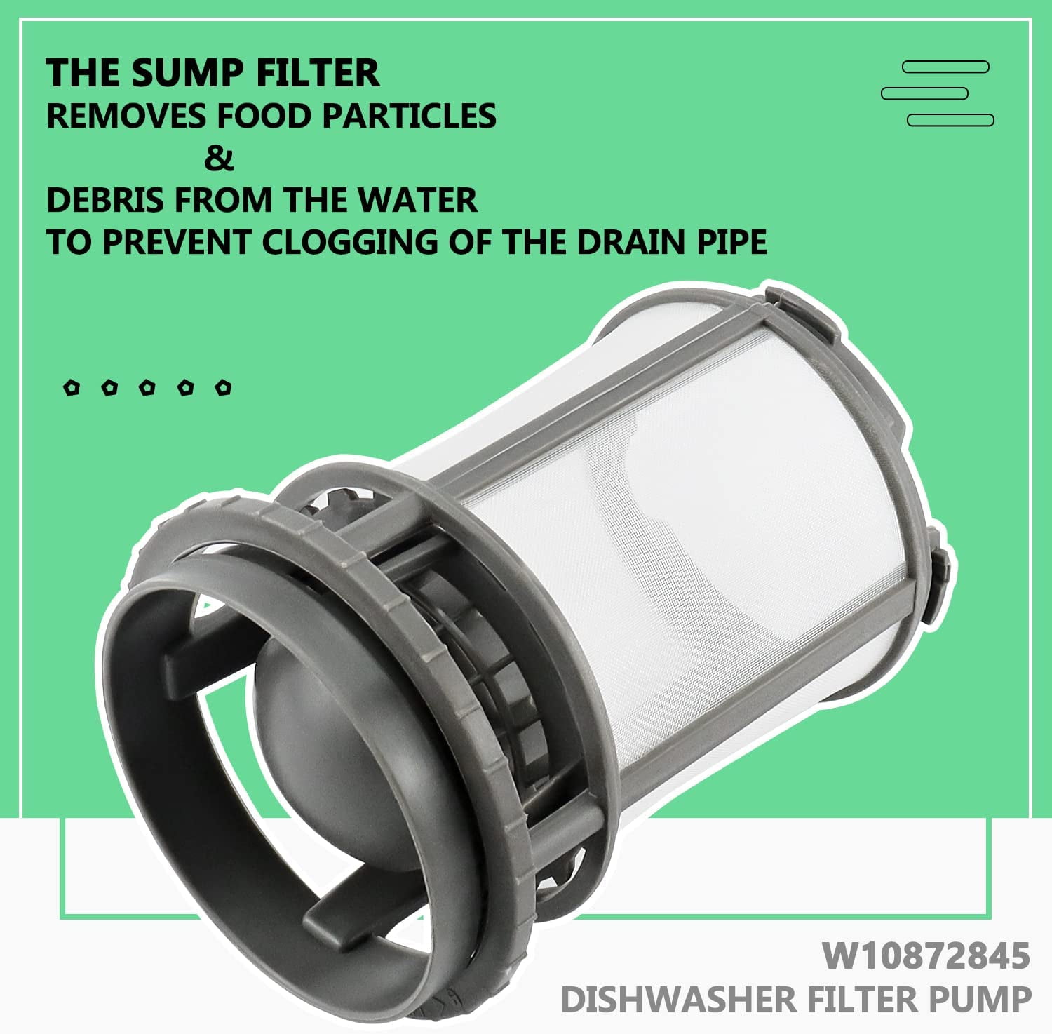 Dishwasher Mesh Cup Filter Compatible With Kenmore Model Numbers 665.13403N410, 665.13403N411, 665.13403N412
