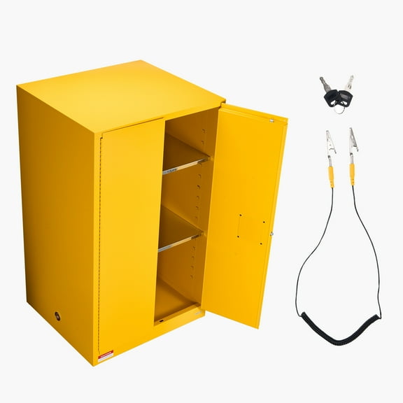 KFFKFF 65 Gallon Flammable Storage Cabinet, 37.9 x 34.0 x 65.0 Inch, Adjustable Shelf, Cold-Rolled and Galvanized Steel Construction, Suitable for Industrial, Commercial, and Home Applications,Yellow