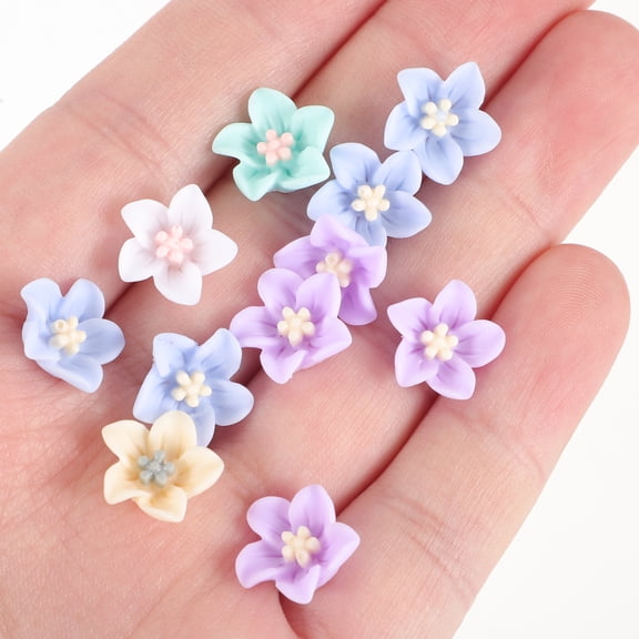 Raindrops 200-Piece Mini Resin Floral Embellishments in Assorted Colors, Decorative Flower Ornaments for Crafts, Scrapbooking & Projects