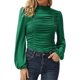 thumbnail image 1 of Moda mujer color sólido blusa cuello alto manga larga acanalada delgada casual otoño camiseta Abanopi Verde/Grande, 1 of 7