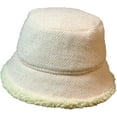 thumbnail image 3 of CoCopeaunts Plain Color Bucket Hat Women's Autumn Winter Lamb Hair Brim Thickened Warm Fisherman Hat Collapsible Compressible, 3 of 8