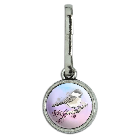 Black-capped Chickadee Watercolor Northeastern Bird Antiqued Charm Clothes Purse Suitcase Backpack Zipper Pull Aid